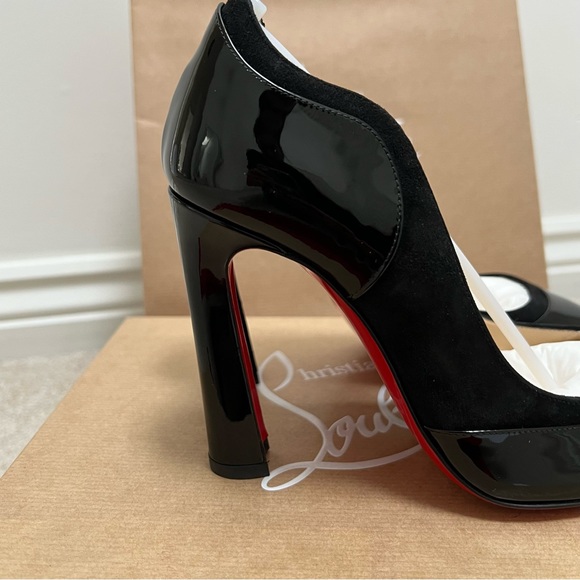 Christian Louboutin Black Maud 100 Patent & Suede Pumps Size 35 Brand New in Box - Picture 8 of 13